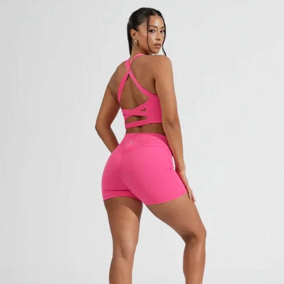 Miami Vice pink candy wrapped sports bra - Picture 2 of 5